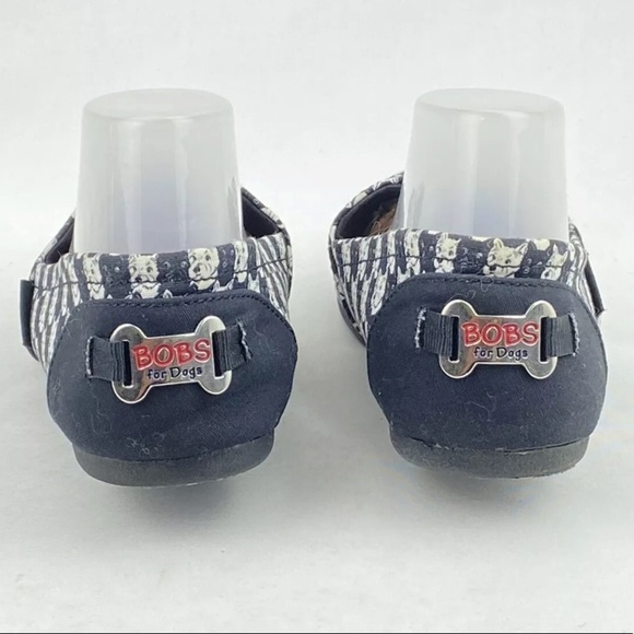 Skecher Shoes Wmn Sz 5 Bobs Schnauzer Black White AOP Slip On Loafer Memory Foam - Picture 6 of 16